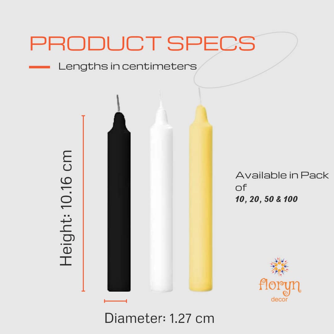 Floryn Decor Black Candles for Spell | Ritual Candles/Healing Candles/Chime Candles/Chakras Candle | Unscented Wax Candles | Pac