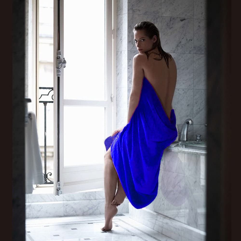 MYLSMPLE Luxury Microfiber Bath Towel Extra Large Bath Sheet Blue Beach Towel Fast Drying Hotel Bathroom Towel (36 Inch X 72 Inch  Dark Blue)