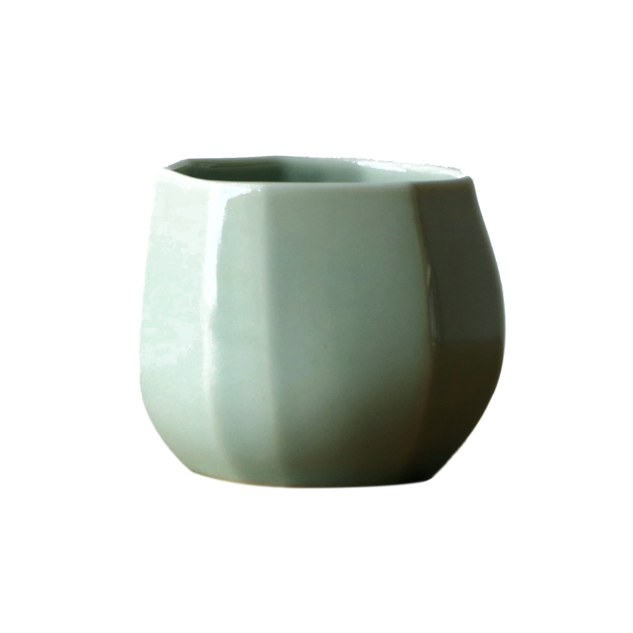 Ippinka Handmade Japanese Ceramic Tea Cup, Green, Seto-Mono, 2.5 X 2.5 X 2.4 Inches, Made In Seto, Japan