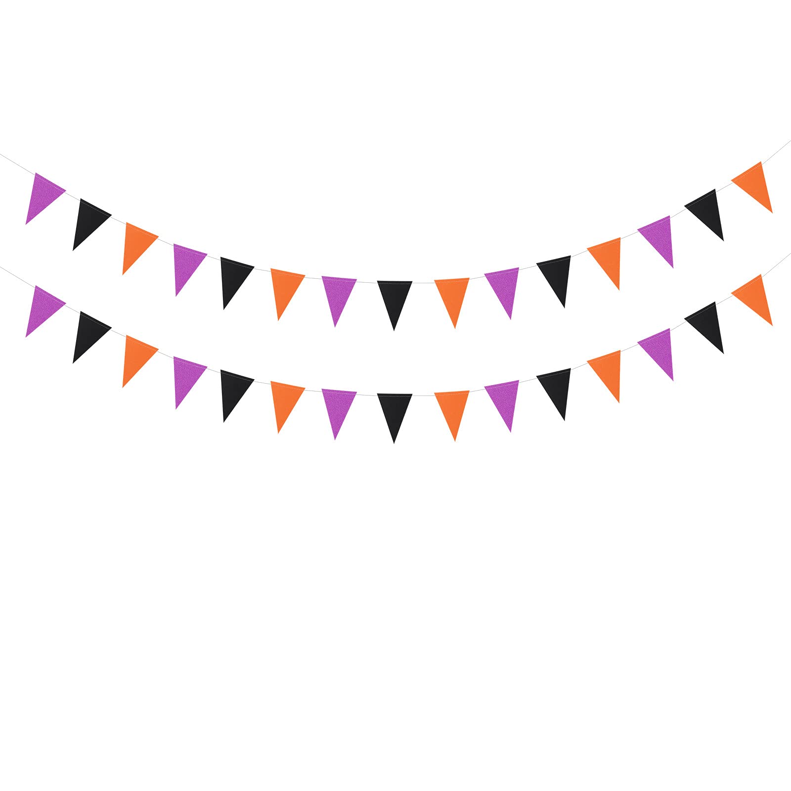 Black Orange Purple Halloween Party-Decorations Banner,2 Pack Graduation 2024 Birthday Baby Shower Streamers Garland Decor Glitt