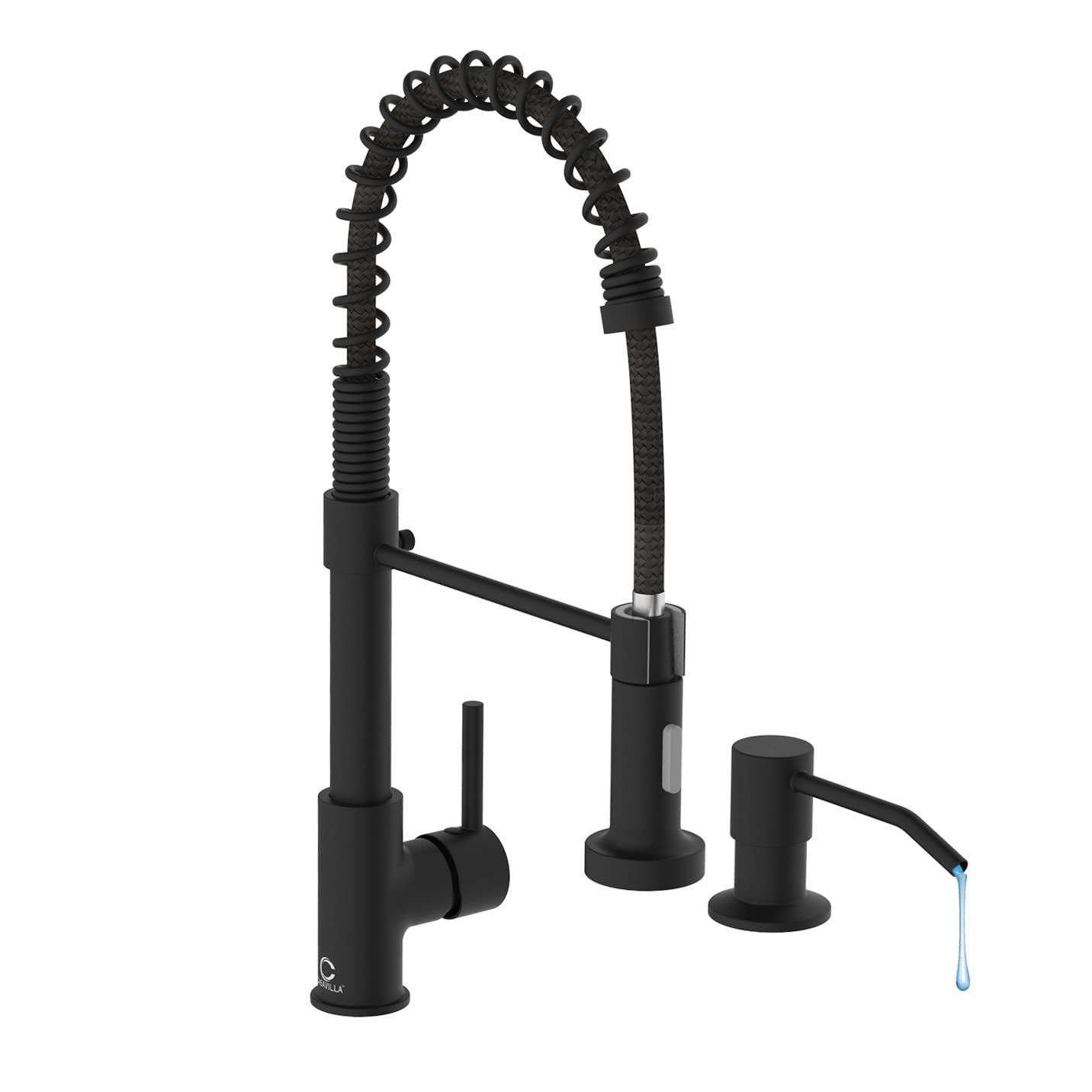 Casavilla Black Kitchen Faucet, Kitchen Faucet with Soap Dispenser, Faucet for Kitchen Sink, Single Handle Stainless Steel Kitch