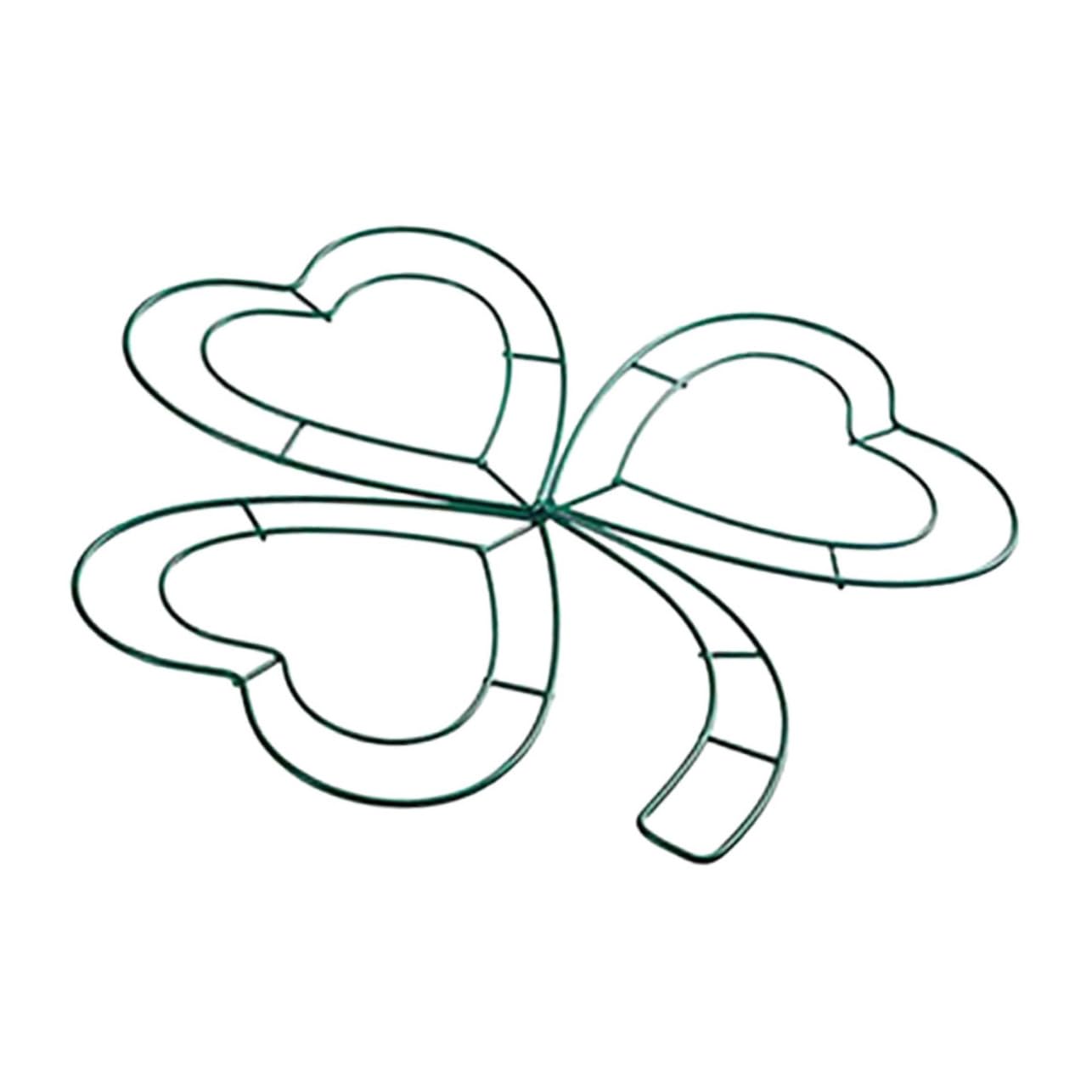 VINTORKY DIY Wreath Frame Metal Shamrock Wreath Base St. Patrick's Day Decor Wire Ring for Home Irish Festival Ornament