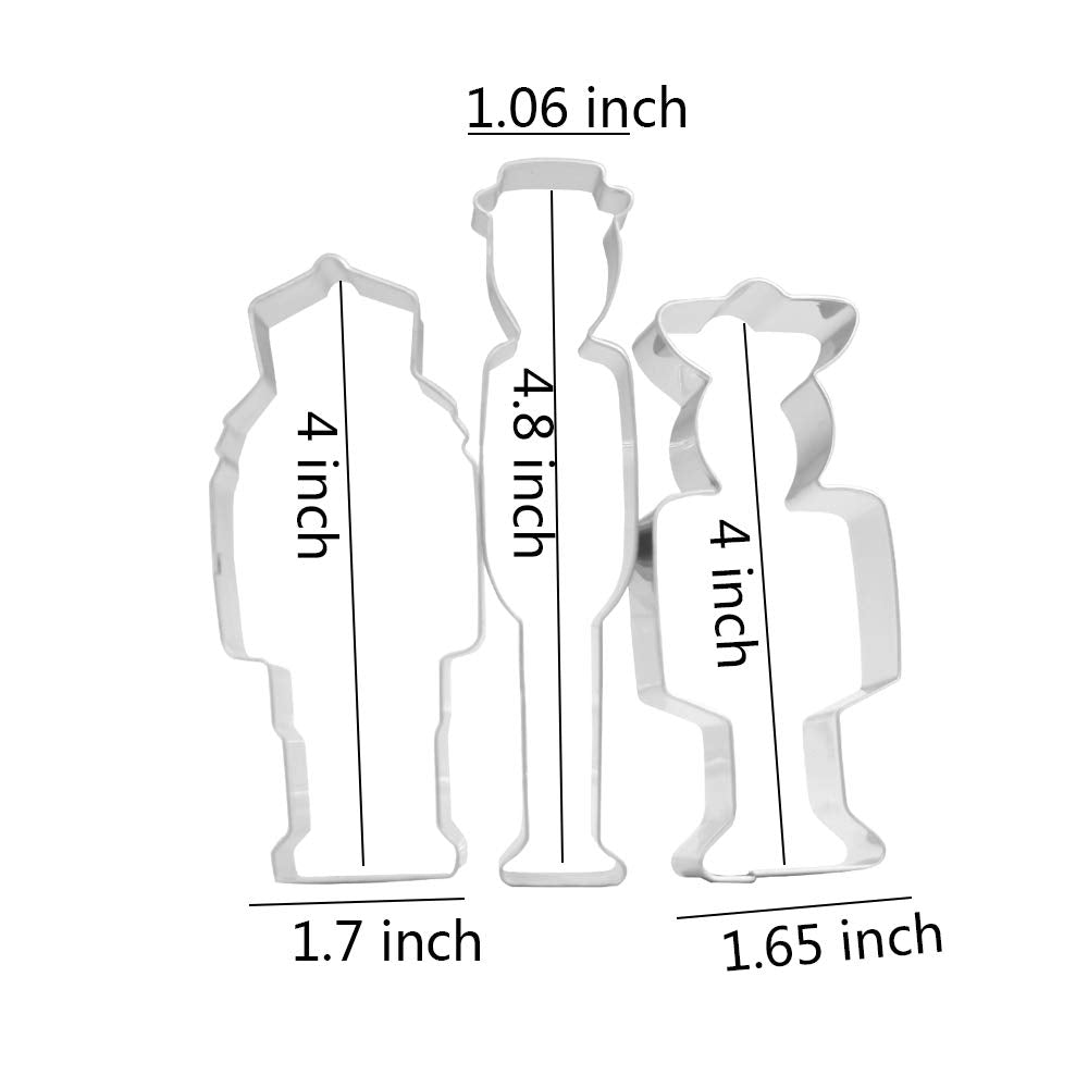 Soldier/Policeman/Sergeant Cookie Cutter Set - 3 Piece - Stainless Steel
