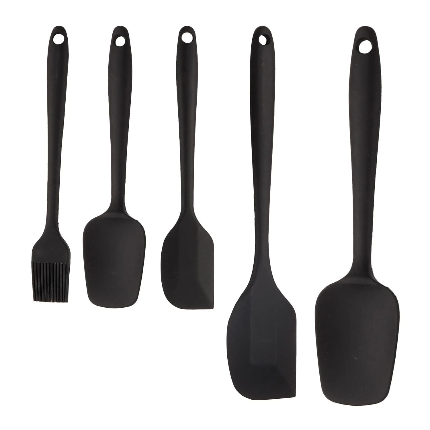 Facefab 5 Piece Kitchen Tool Silicone Spatula, Spoonula And Brush, Heat Resistant And NonStick Cookware Cooking Utensil Set,