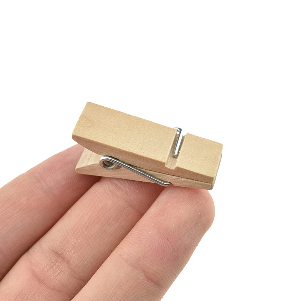 Hahiyo Wooden Clothes Pins Clothespins Small Do Not Fall Apart 1.38X0.47 Inches Length 35 Pack Sturdy Strong Springs No Rust No