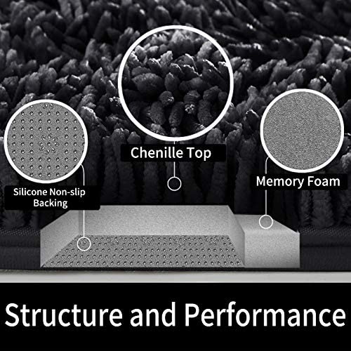 Yimobra Luxury Chenille Bathroom Rug Non-Slip, Extra Soft And Comfortable Bath Mat, Shaggy Rugs Plush Carpet Floor Mats, Super A