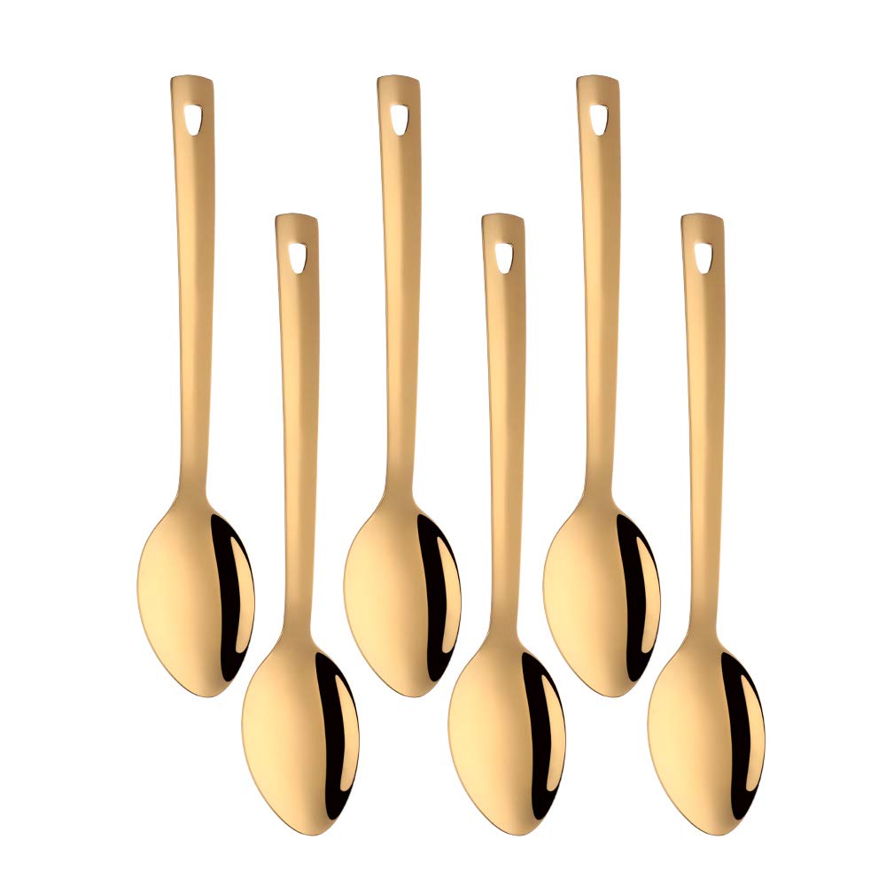 Stainless Steel Serving Spoon Sets,6PCS 13inch Kitchen Kitchenware Long Handle Cooking Utensil, Kitchen Serving Tablespoons(Gold