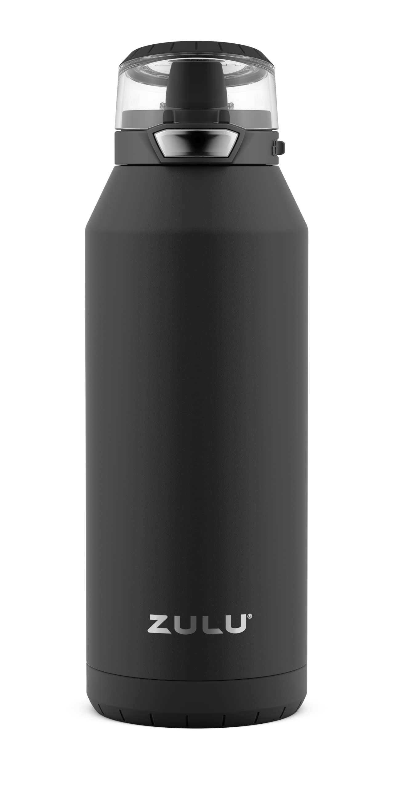 Zulu Swift Stainless Steel Vacuum Insulated Water Bottle With Covered Silicone Straw, 32Oz (Black)