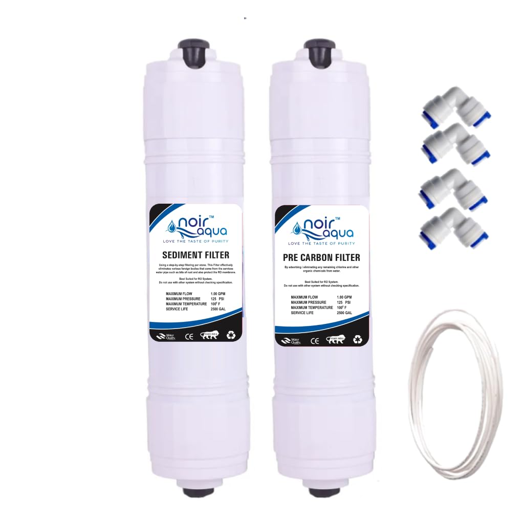 Noir Aqua Sediment Filter, Pre Carbon Filter | Inline Filter Set For All Ro Water Purifiers, Push Fit, Universal, Water Pipe.
