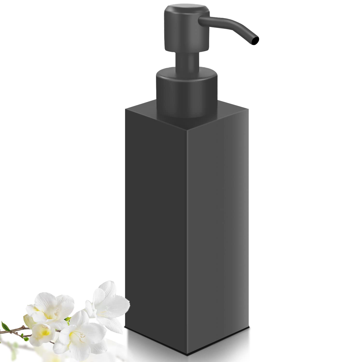 Glubee Black Soap Dispenser, Matte Black Stainless Steel Soap Dispenser, Rust-Proof Liquid Hand Dish Soap Dispenser For Bathroom
