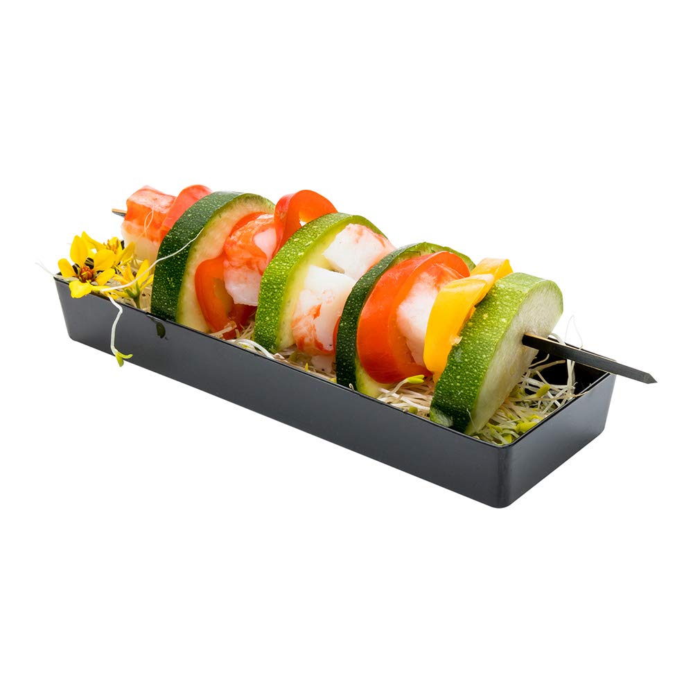 Restaurantware 5.2 X 1.8 Inch Mini Tasting Plates 100 Disposable Rectangle Plastic Plates - Durable Stylish Black Plastic Hors D