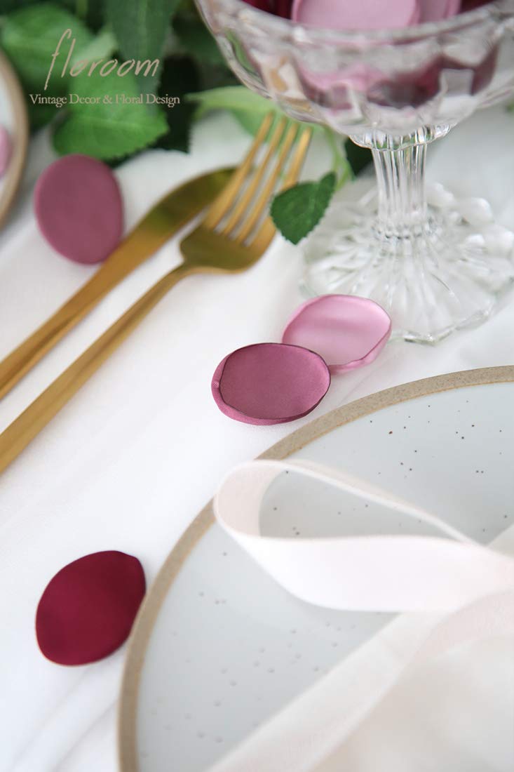 Floroom 300Pcs Silk Rose Petals Burgundy Maroon Mauve Artificial Flower Petals For Wedding Flower Girl Basket Aisle Scatter Tabl