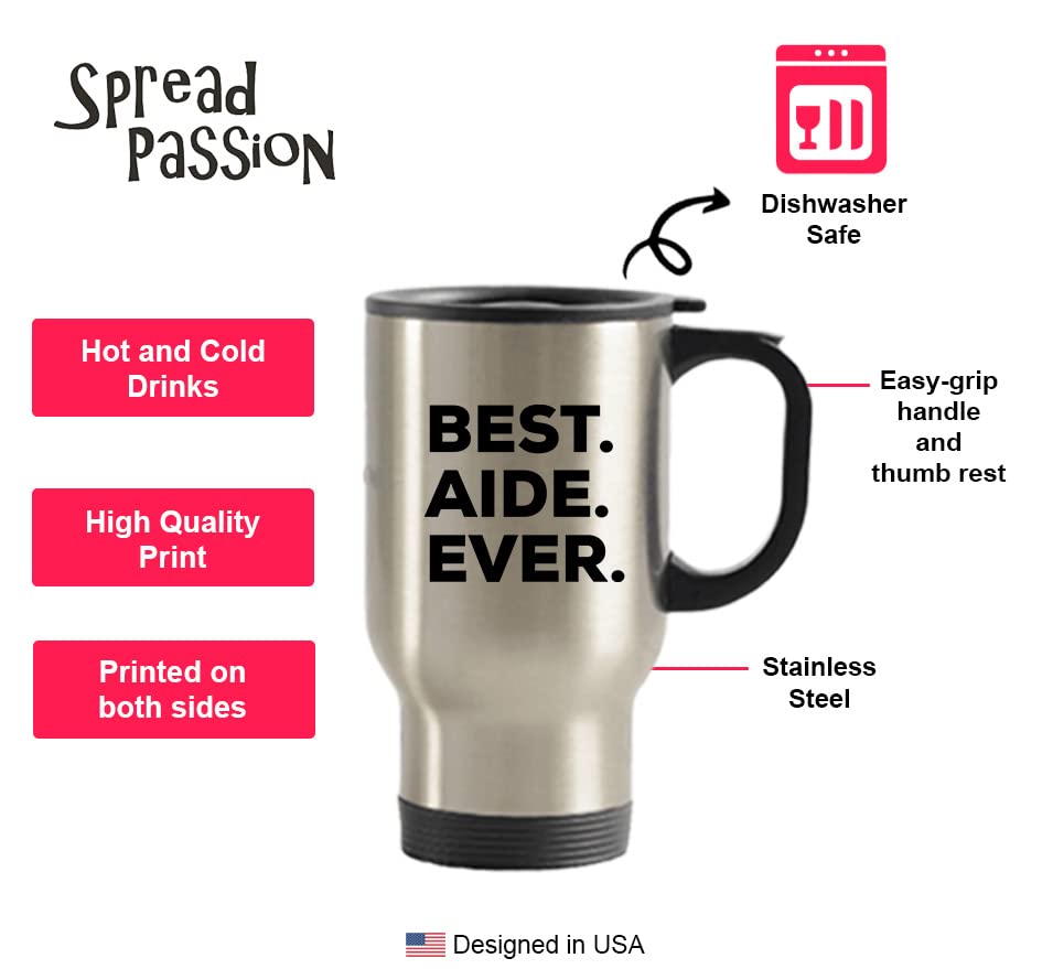 Spreadpassion The Store - The Best Aide Ever Tumbler - Stainless Steel Novelty Tumbler For Birthday And Anniversary Parties - Gi