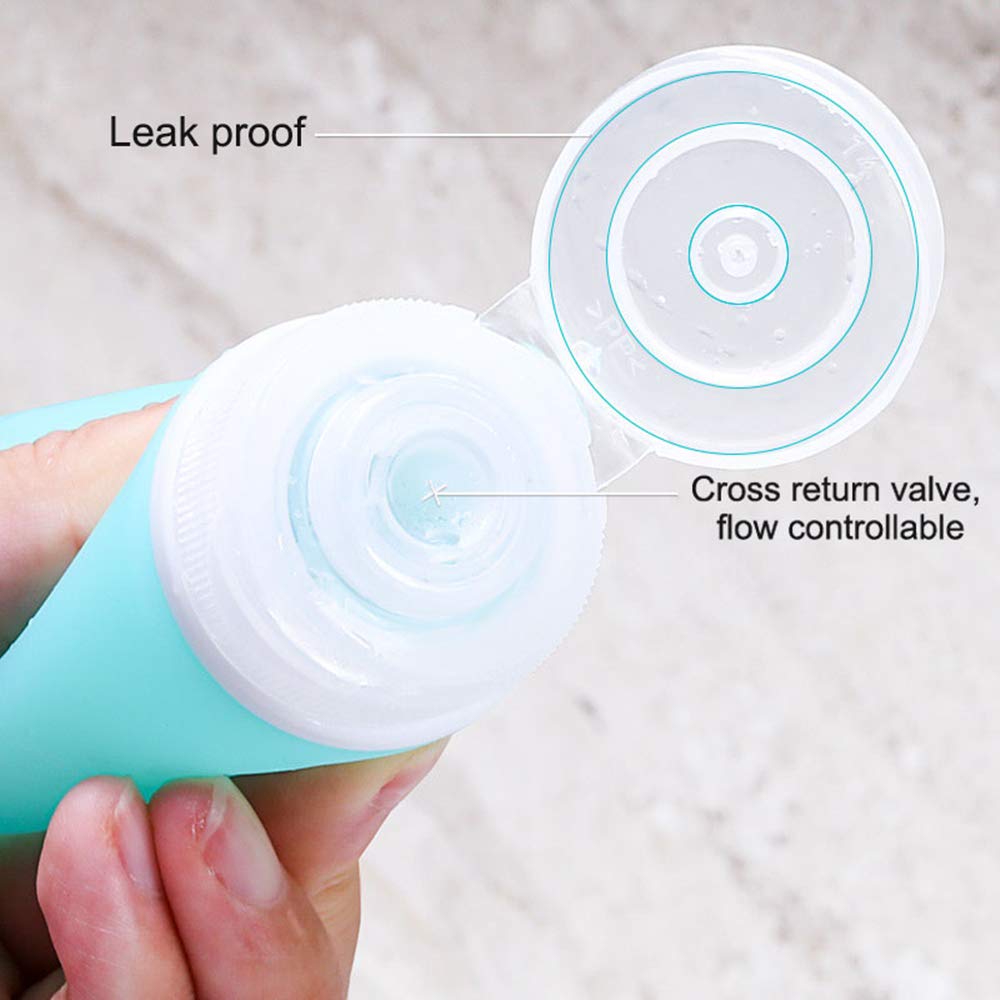 Hubhnb 3.4 Oz 100 Ml Leakproof Silicone Travel Bottles, 4 Pack Portable Refillable Food-Grade Travel Containers