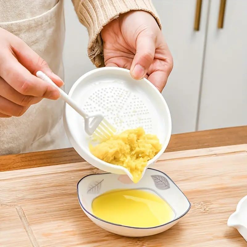 Feblich Ceramic Garlic Grater Plate With Brush Manual Crusher Grinder Tool For Ginger, Garlic, Turmeric, Nutmeg, Fruits & Vegeta