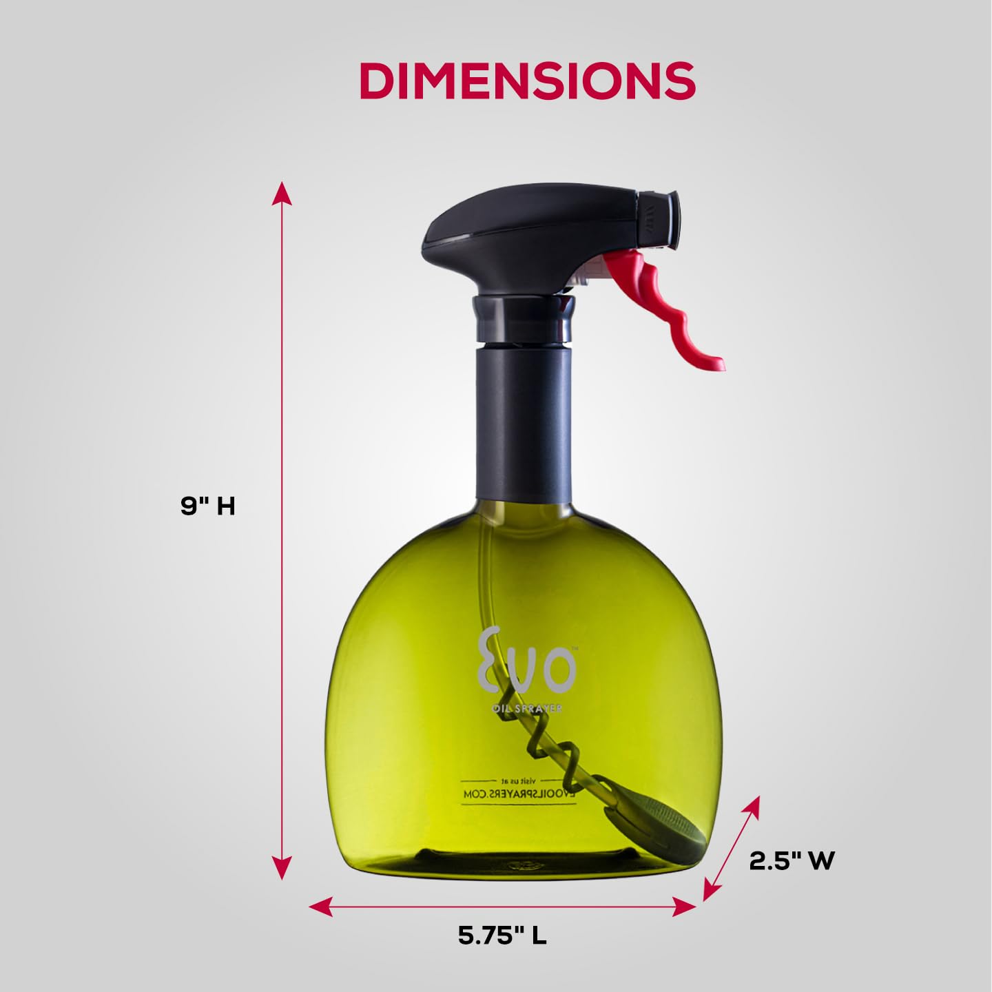 Evo Oil Sprayer Original, Non-Aerosol For Olive, Cooking Oils, And Vinegars, Green, 24-Ounce Capacity