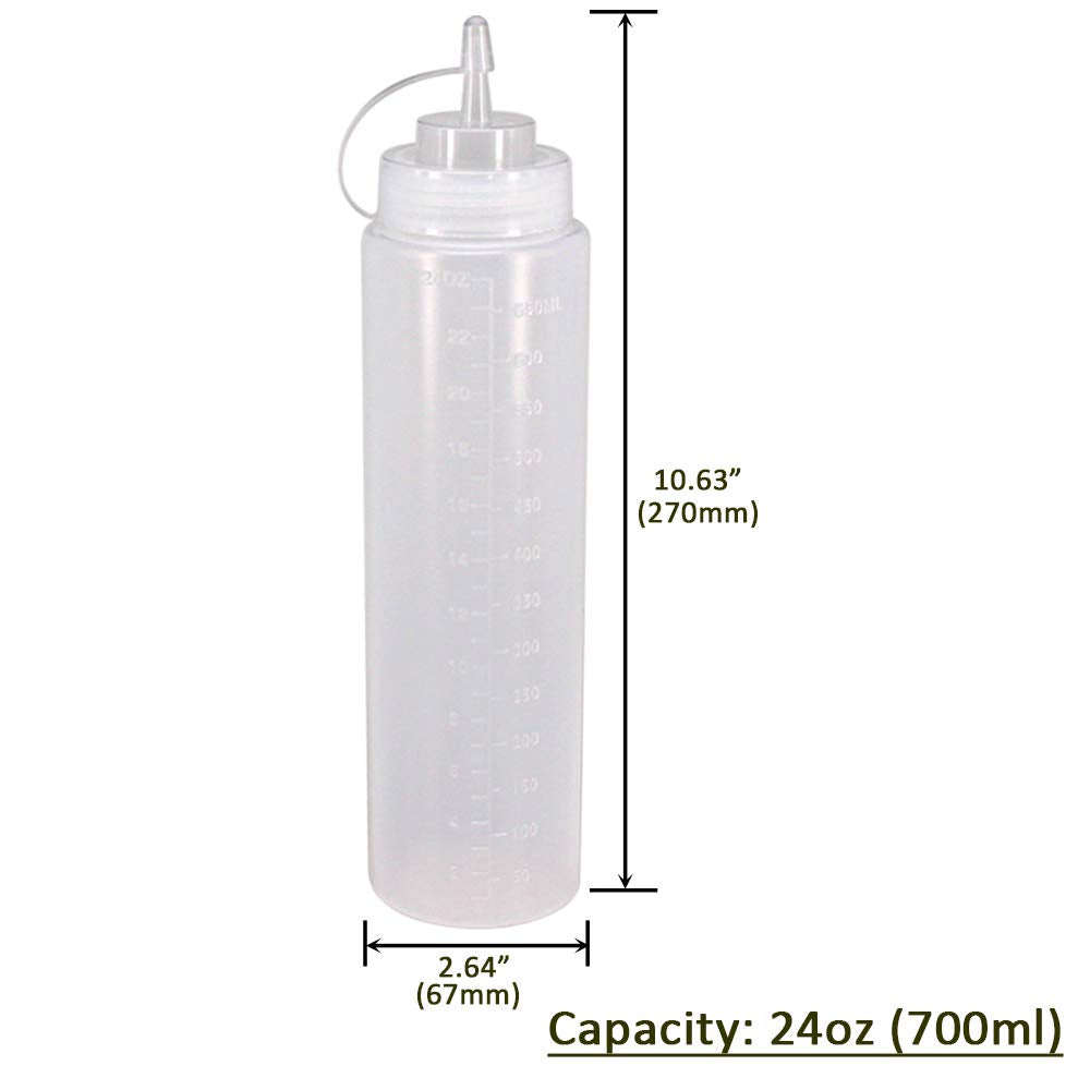 Belinlen 8 Pack 24 Oz Plastic Squeeze Squirt Condiment Bottles With Twist On Cap Lids - Perfect For Condiments, Oil, Icing, Liqu