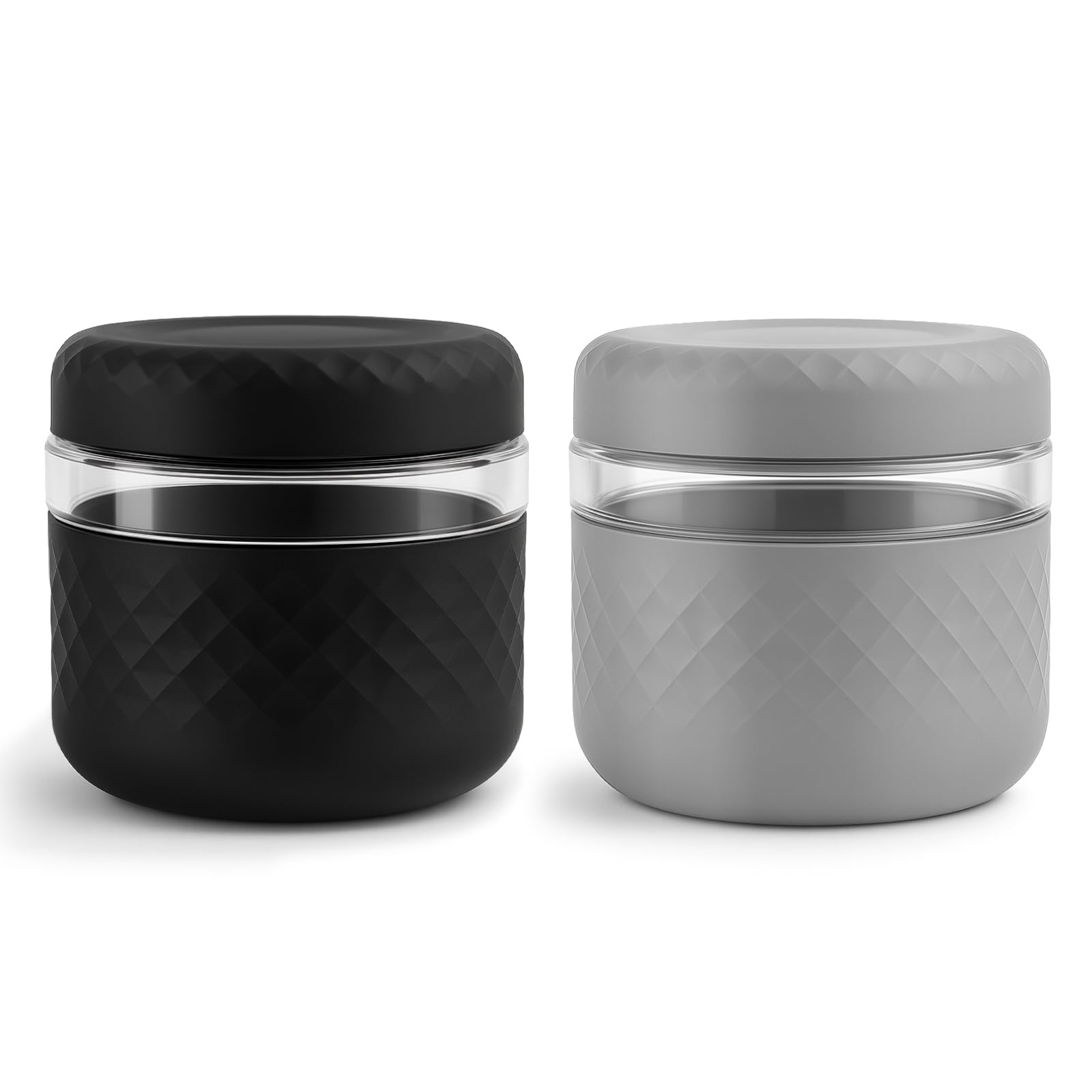 Cafezi 24 Oz Glass Lunch Bowl Container With Lid, Leak & Spill Proof, 2Pack