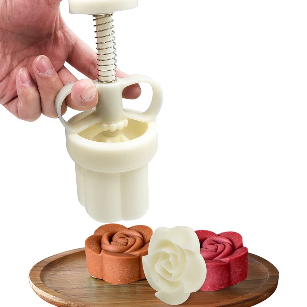 2 Set Mooncake Mould Press With 11 Stapms, Finegood Diy Cookie Cutter 50G 100G Flower Press Mooncake Mould Hand Pressure Mooncak