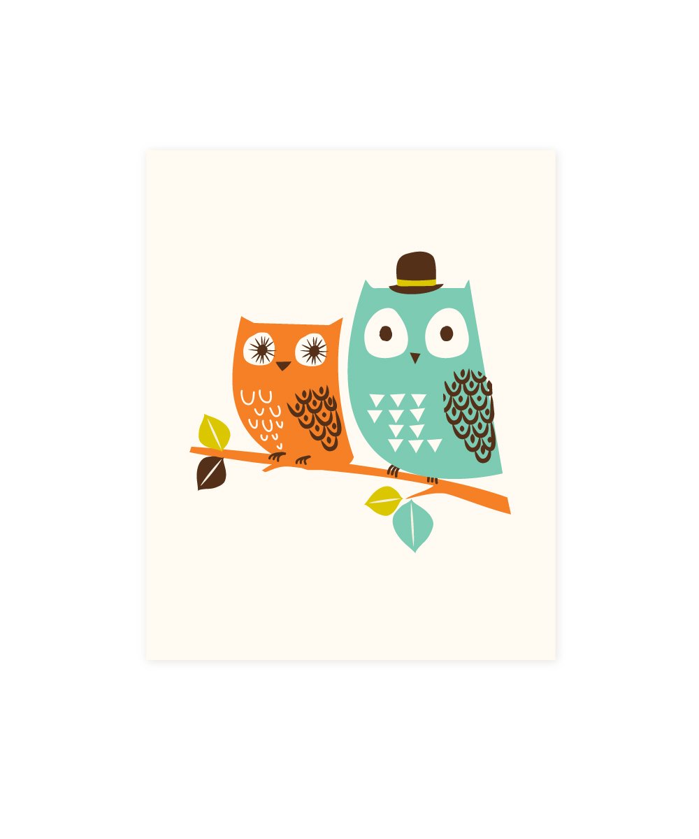 Sea Urchin Studio Woodland Art Print, Mod Owls, 8'' X 10''