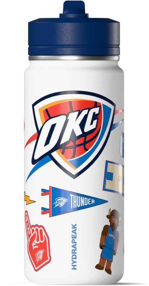 Hydrapeak x NBA Officially Licensed Oklahoma City Thunder 20 oz Active Water Bottle with Chug Lid and Handle Reusable Stainless 