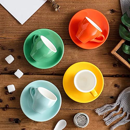 Ionegg Porcelain Espresso Cup With Saucer, Espresso Shot Cup, 80Ml/2.7Oz, White