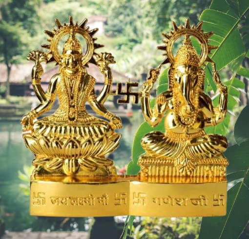 Buy N Relax Laxmi Ganesh Idol/Murti 11Cm (Brass,Gold)