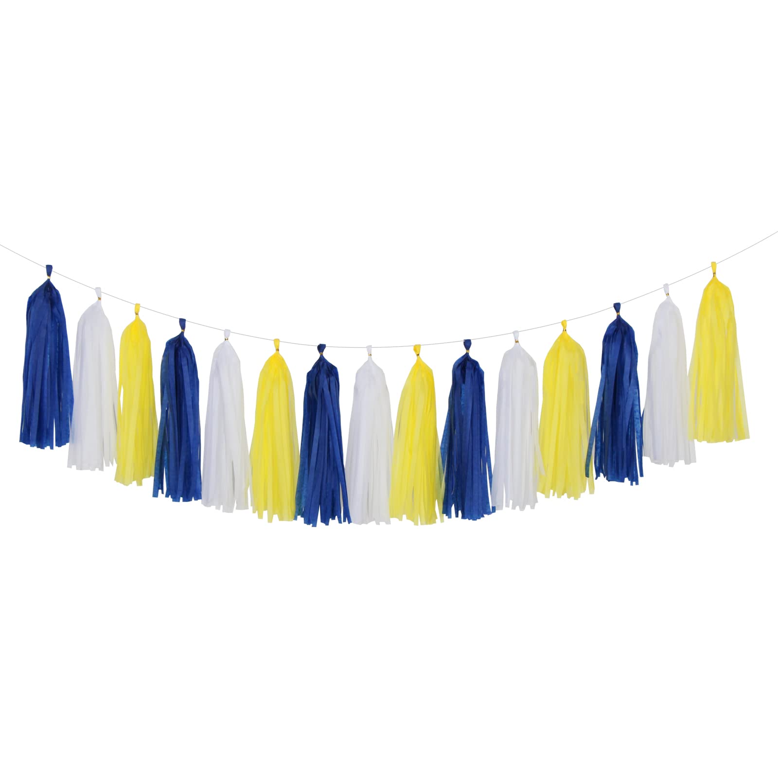 Navy-Blue White-Yellow Party-Decorations Tassel-Garland -15pcs Graduation Wedding Birthday Baby Bridal Shower Tassels Banner Str