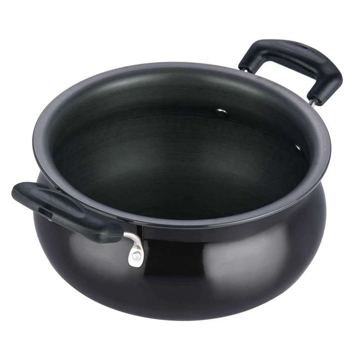 Nirlon Hard Anodised Biryani Handi With Backlight Handle, Black (1.4 Litre)