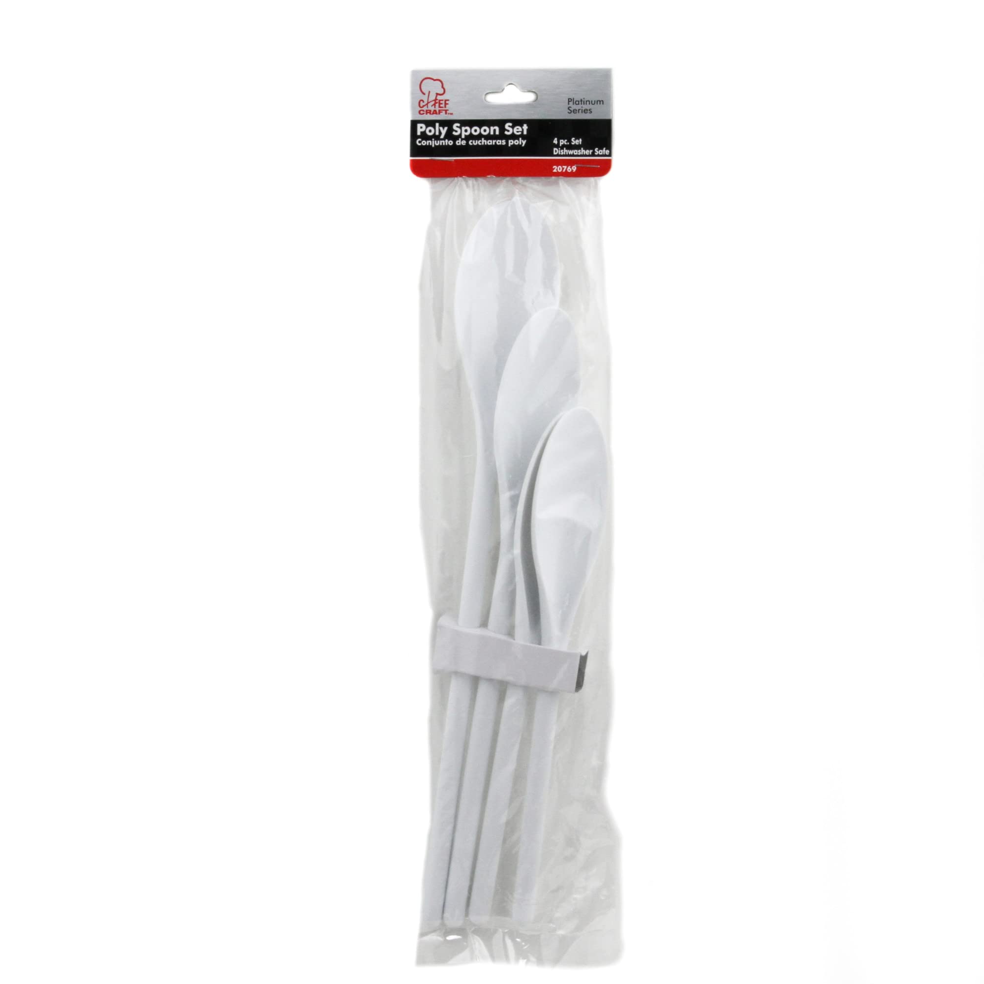 Chef Craft Select Plastic Spoon Set, 10-14.5 Inch 4 Piece, White
