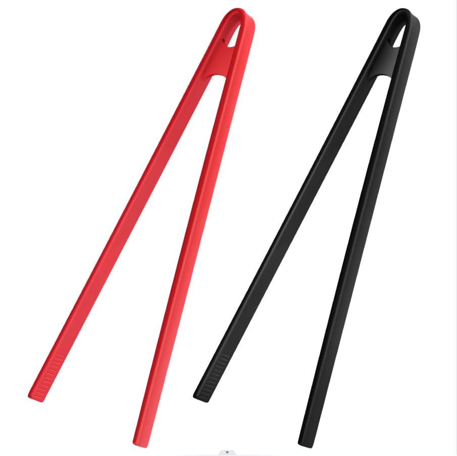 Armrouns 2Pcs Silicone Toast Tongs Anti-Slip, 11.8'' Silicone Kitchen Tong, Trivet Tongs For Cooking, Long Bbq Grilling Tongs Fo