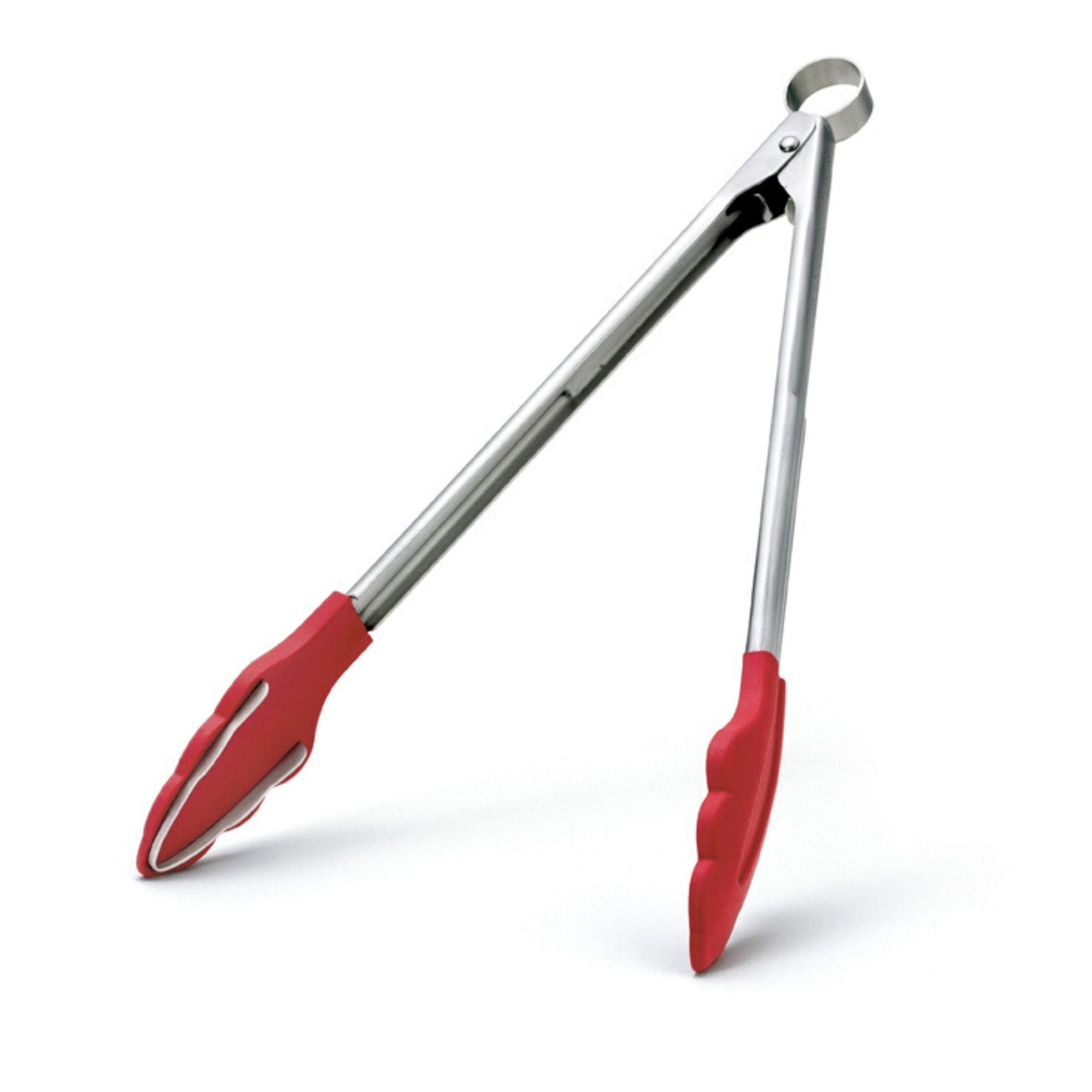 Browne & Co Cuisipro 9-1/2-Inch Silicone Tongs With Teeth , Red
