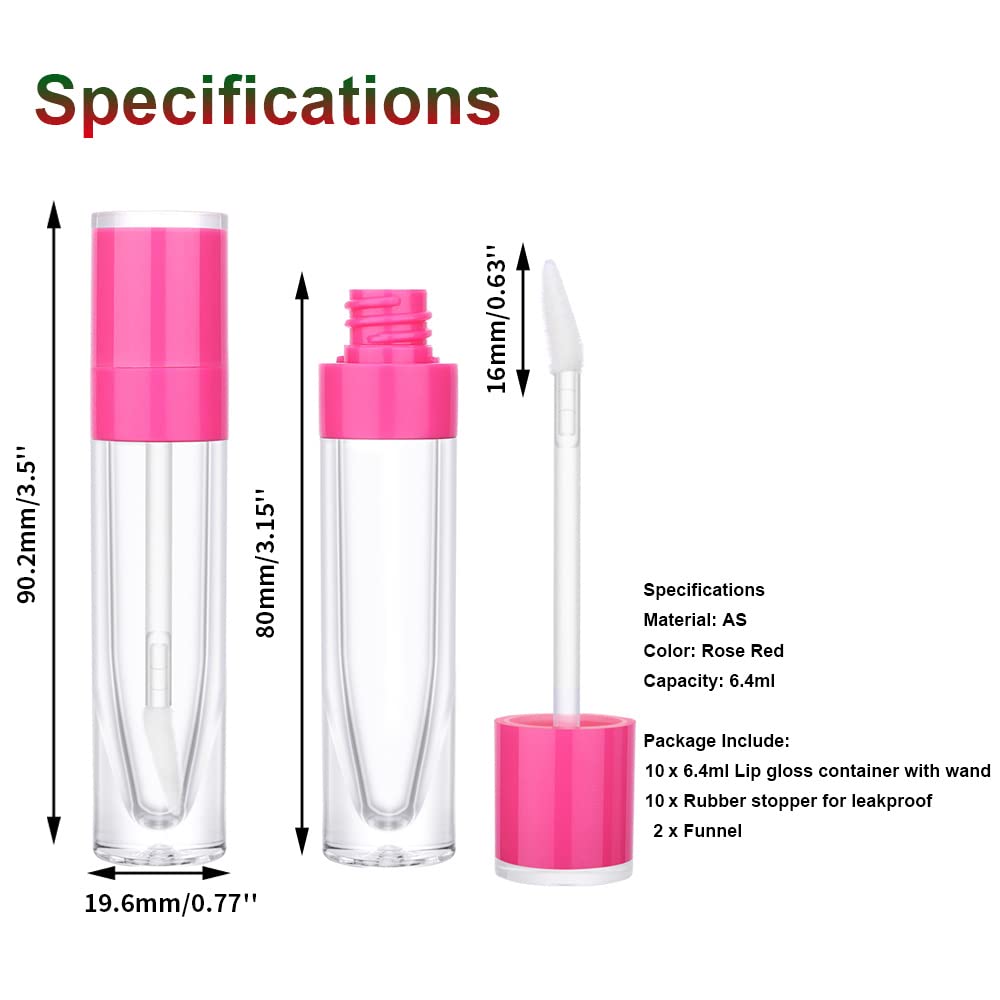 Thick Empty Lip Gloss Tubes With Wand 10 Pack, Yitou 6.4Ml Lip Balm Cosmetic Containers With Rubber Stopper Bulk Mini Split Bott