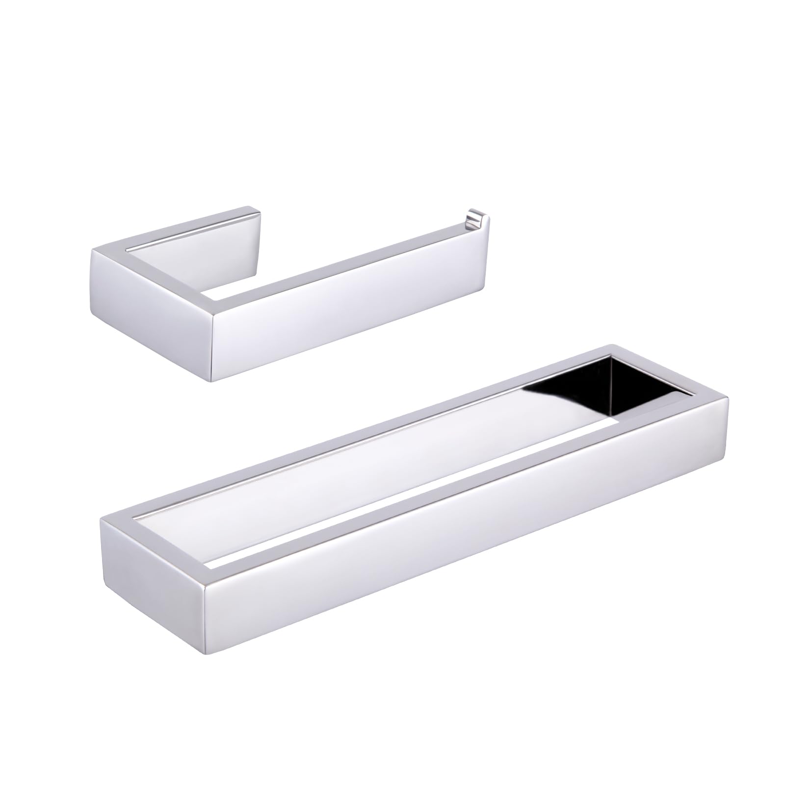 GERZWY 2-Piece Bathroom Accessory Set SUS 304 Stainless Steel Toilet Paper Holder Towel Ring Wall Mount  Polished Finish HG1708-2JG