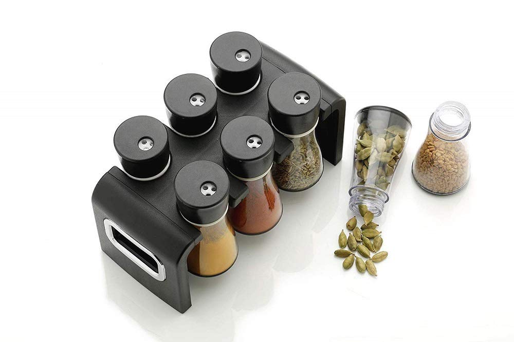 Naivete 6 Pc Space Savvy Dining Table Spice Rack For Kitchen(Black Color 1Pc)