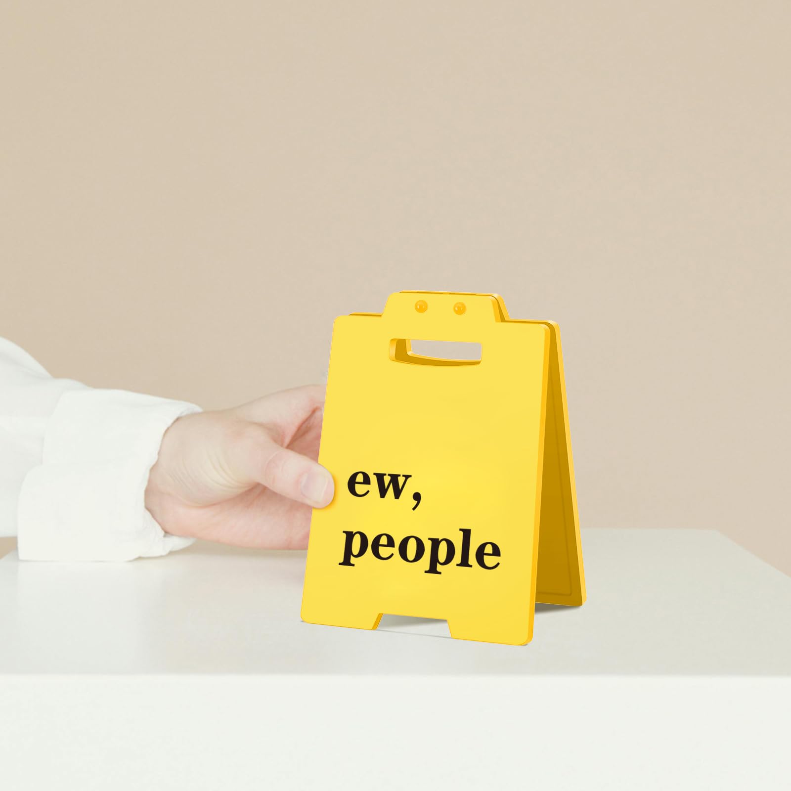 Funny Office Desk Sign - ew, people    - Sarcastic Desk Decor for Introverts, Coworkers, or Remote Workers - Gag Gift for Office