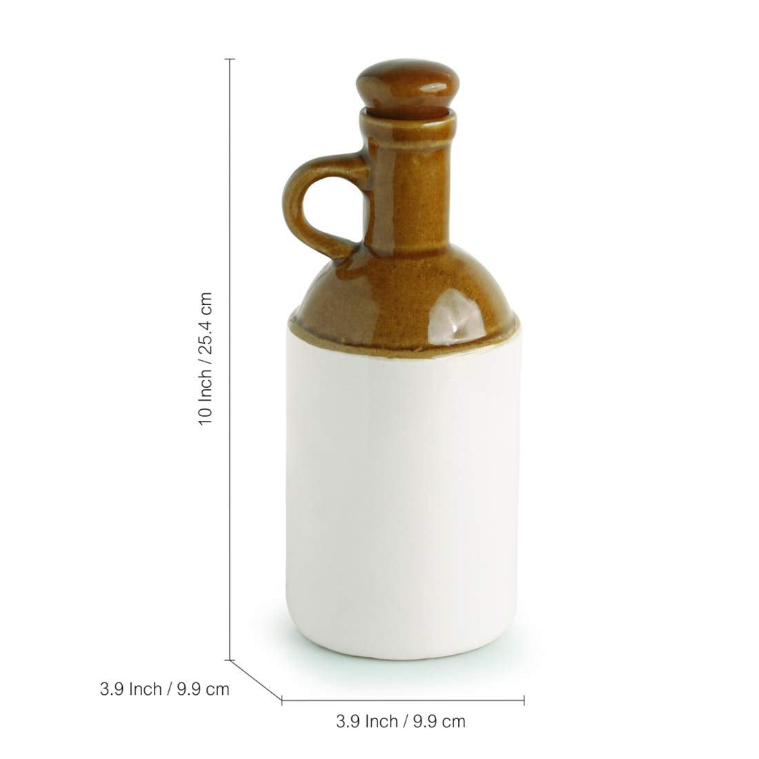 Exclusivelane Old Fashioned Hand Glazed Studio Pottery Ceramic Oil Bottle (1000 Ml) - Cooking Oil Dispenser Containers Vinegar