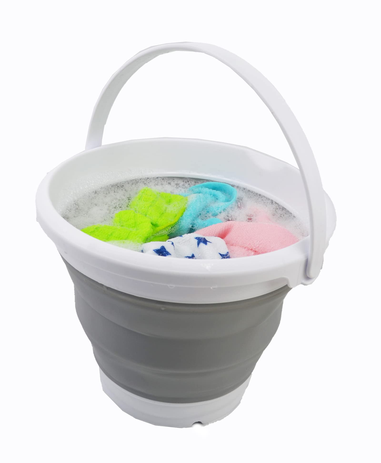 Sammart 2 Pcs Set : 25L (6.6 Gallon) Collapsible Plasic Laundry Basket & 5.5L (1.4 Gallon) Collapsible Bucket/Waterpot (Laundry