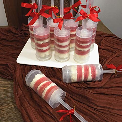 Jucoan 30 Pack Cake Push Pop Containers, Cake Pop Shooter, Round Plastic Jelly Ice Cream Cake Push-Up Containers With Lids For W