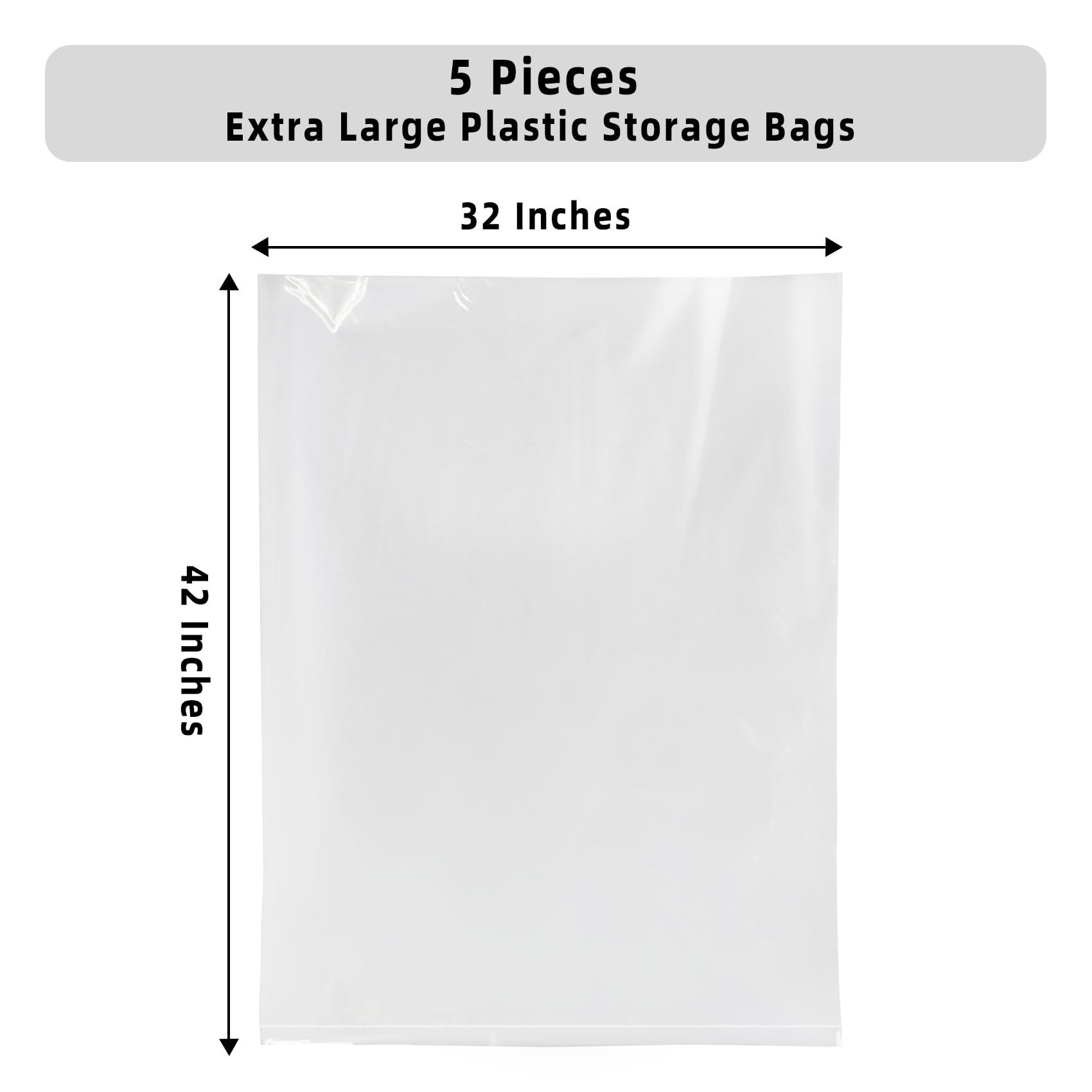 32X42 Inches Large Clear Plastic Storage Bags,Big Gaint Jumbo Huge Plastic Storage Bags For Blanket, Duvets, Pillows, Comforters