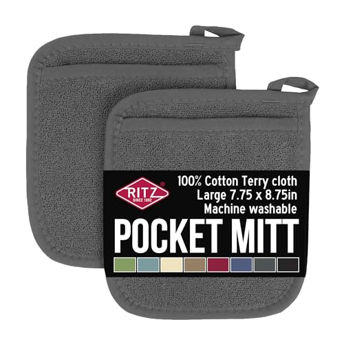 Ritz Terry Pocket Mitt & Hot Pad: Unparalleled Heat Resistant, Durable 100% Cotton - Ergonomically Designed For Optimal Grip - E