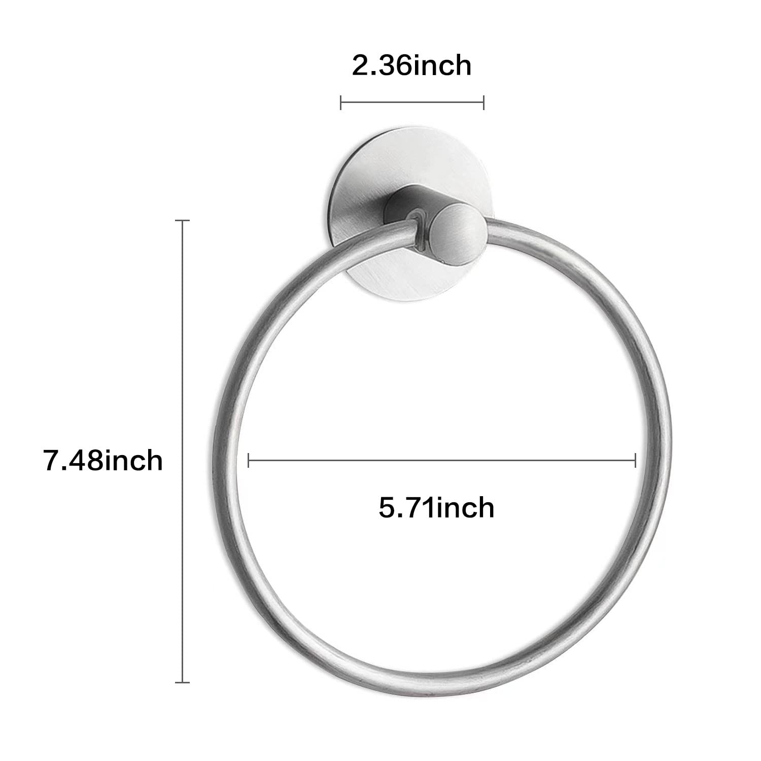 Besteffie Adhesive Towel Ring Wall Mount Hand Towel Ring Self Adhesive Towel Hanger Premium Sus304 Stainless Steel Rustproof Bru