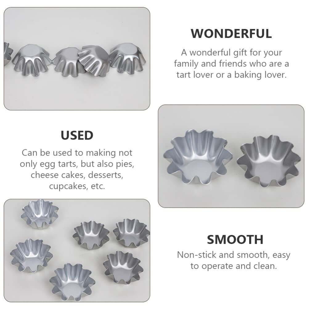 Luxshiny Egg Tart Tin 6Pcs Portuguese Tart Mould Tart Baking Pan Egg Tart Mold Mini Metal Tart Pans For Home Bakery(3.03X1.18In)