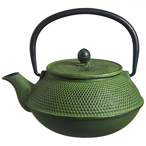 M.V. Trading T7003 Cast Iron Teapot, 21-Ounce, Green Hobnail