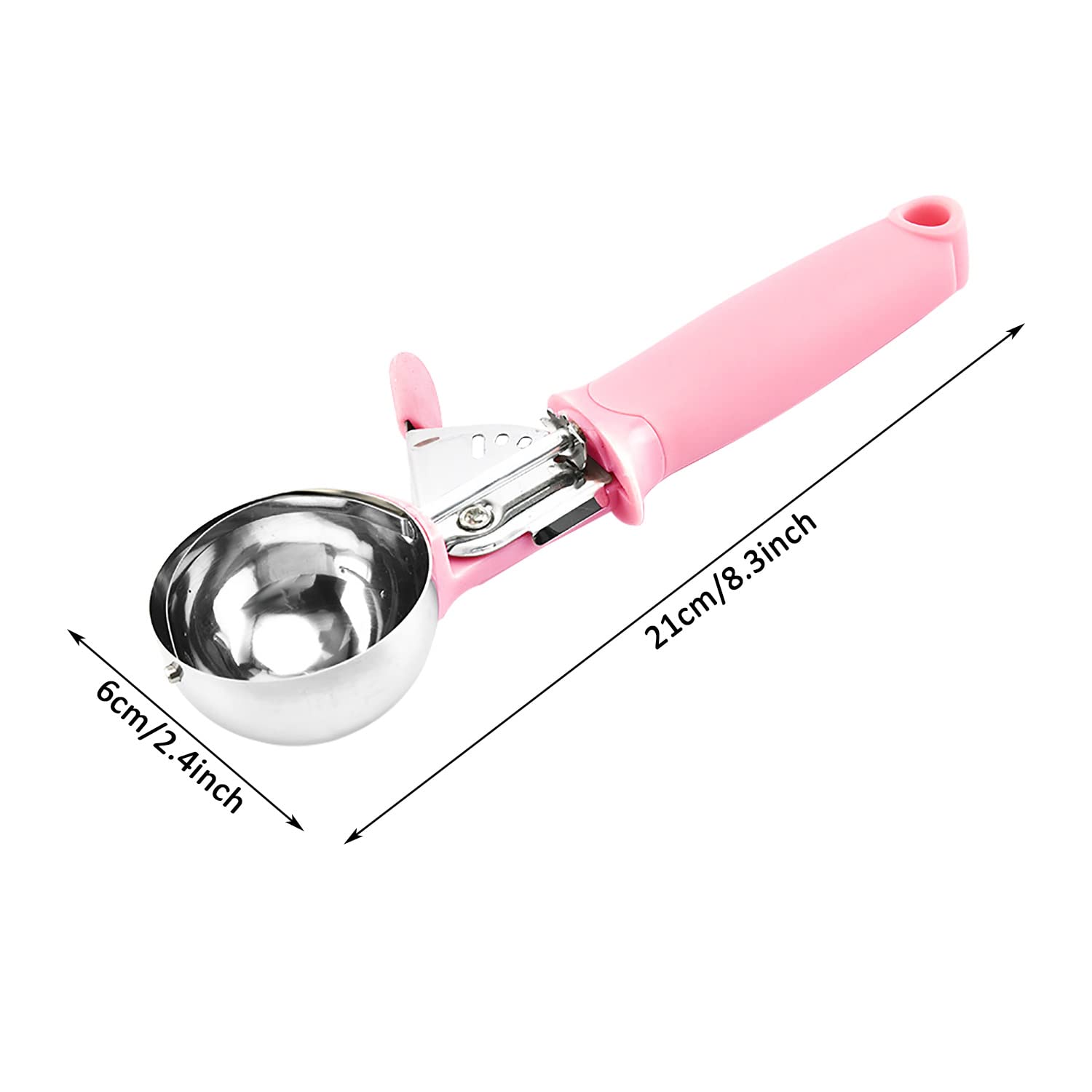 2 Pack Ice Cream Scoop Cookie Dough Scoop With Trigger Pink Handle For Cookie Dough Cupcake Batter Ice Cream Portion Control (Pi