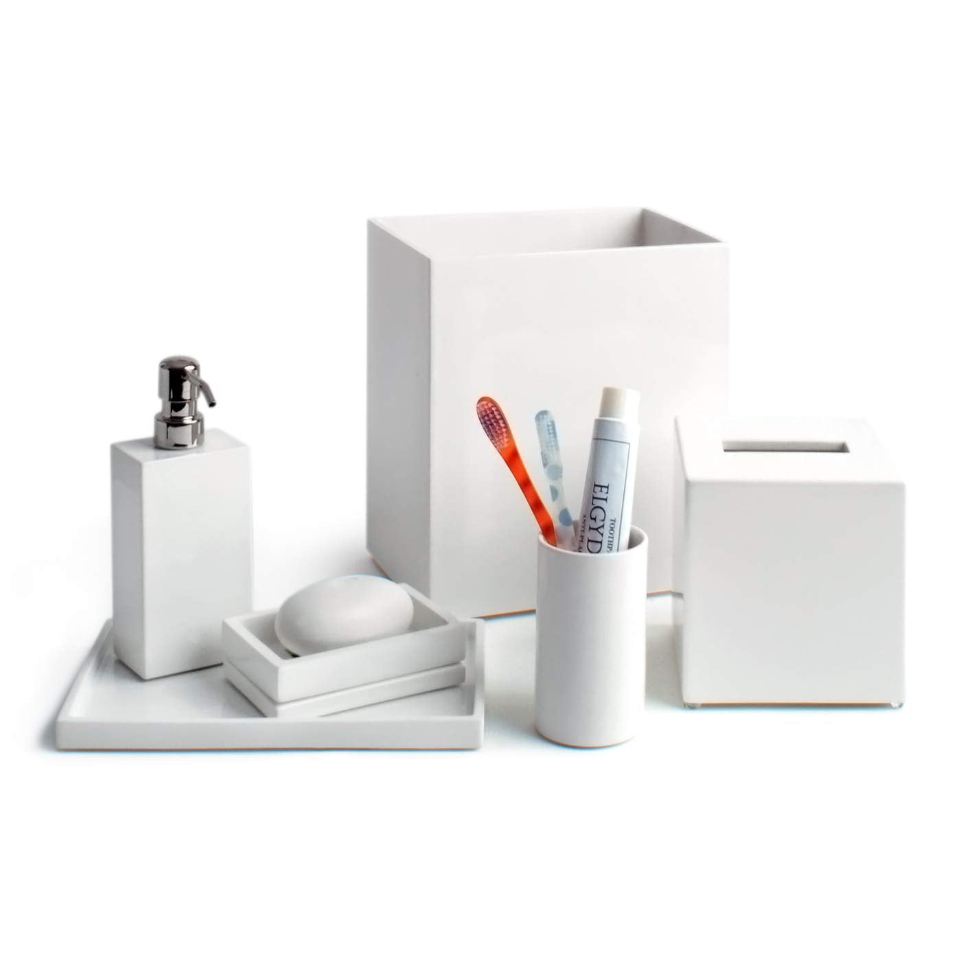 Jonathan Adler Lacquer Bath Wastebasket, One Size, White, Model 28131