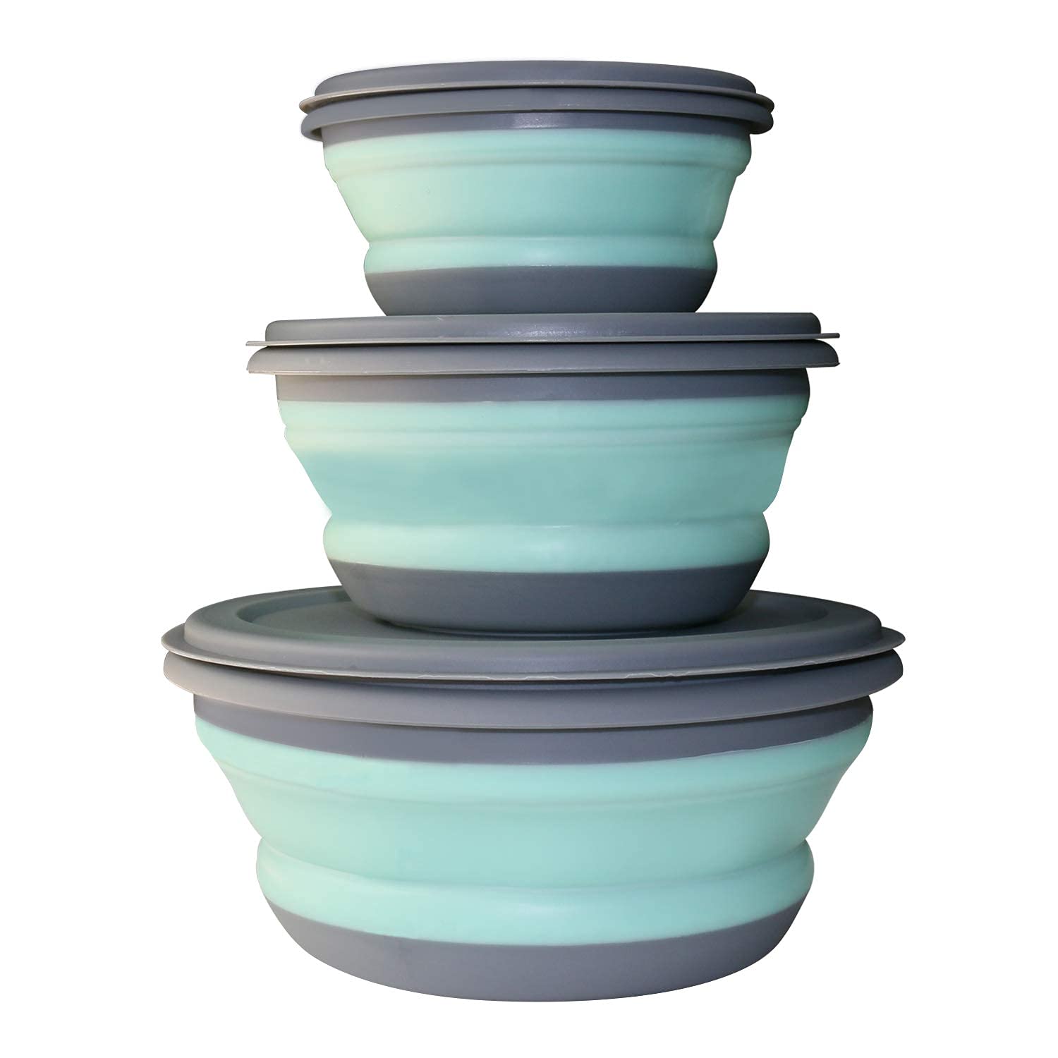 Gle2016 3 Pcs Food Grade Silicone Collapsible Bowl Lunch Box - Expandable Food Storage Containers Set -Silicone Salad Bowl With