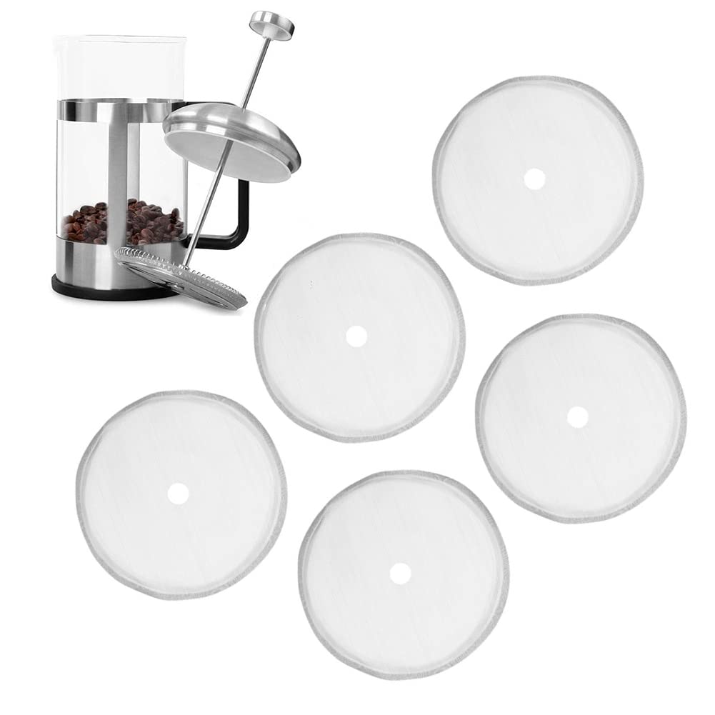 5-Piece French Press Replacement Filters, 2.6 Inch Stainless Steel Mesh Filters Replacement Screen For 12 Oz/350 Ml 4 Cup French