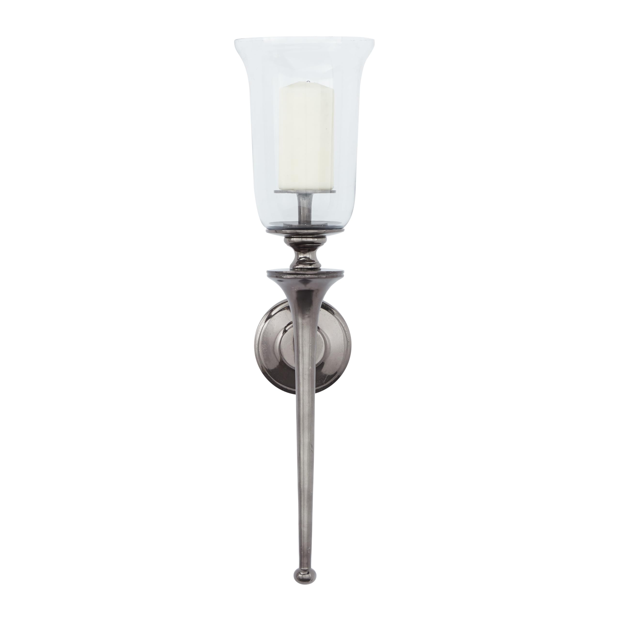 Deco 79 Aluminum Solid Wall Sconce, 8 x 7 x 30, Black
