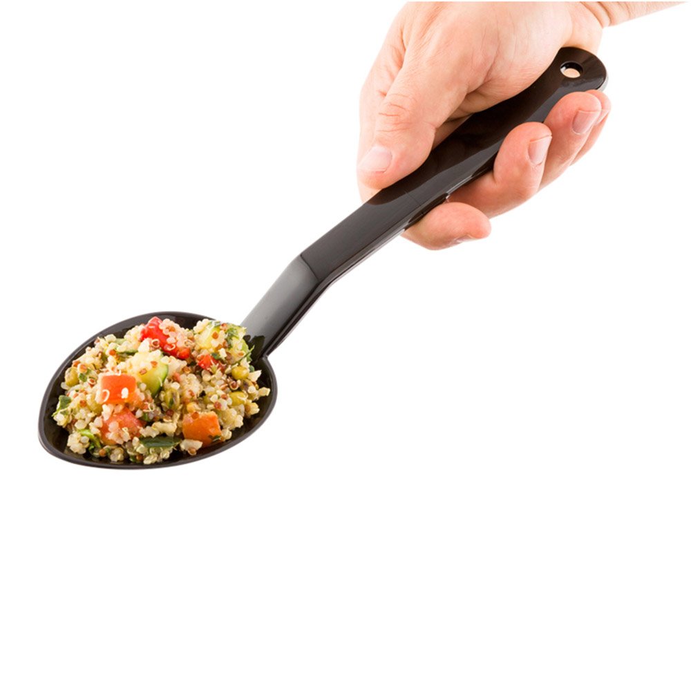 Restaurantware 11 Inch Serving Spoon 1 Solid Catering Spoon - Polished Dishwasher-Safe Black Plastic Buffet Spoon Reusable Servi